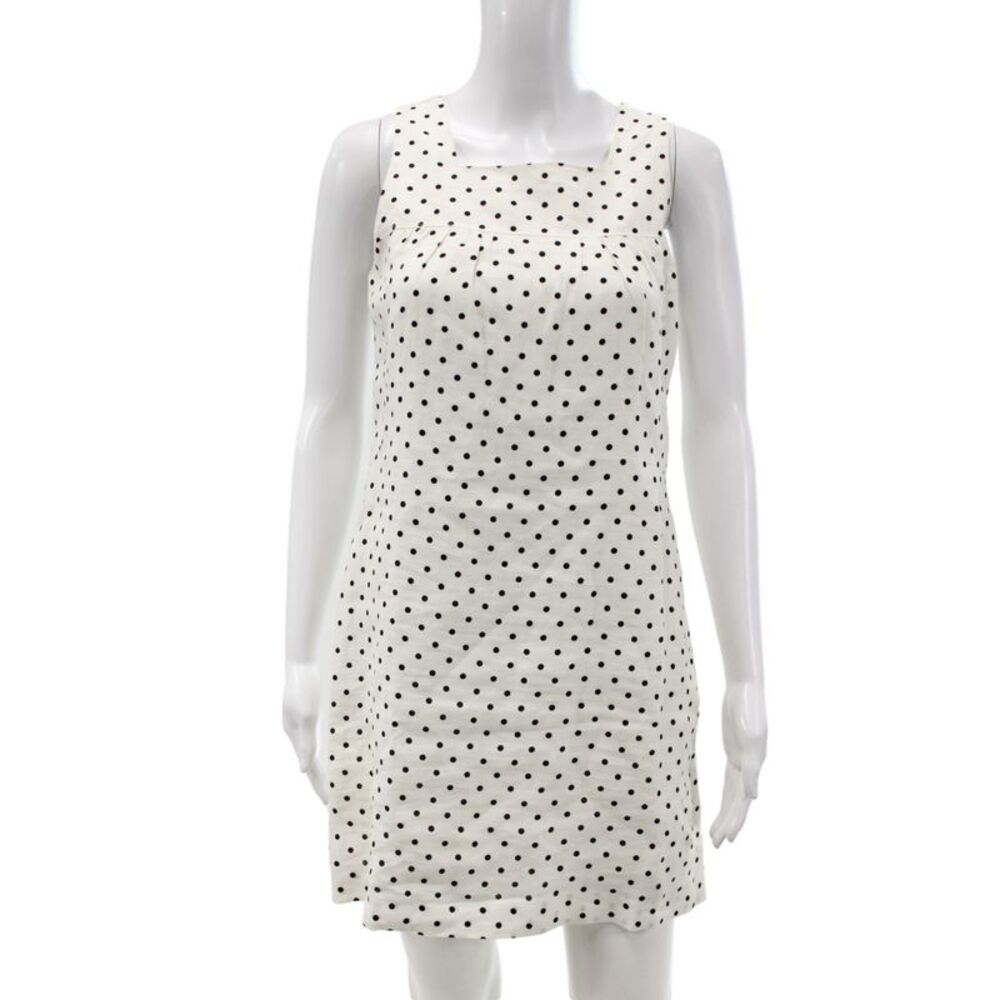 Island Company Women Shift Dress White Polka Dot Square Neck Petites Size XS